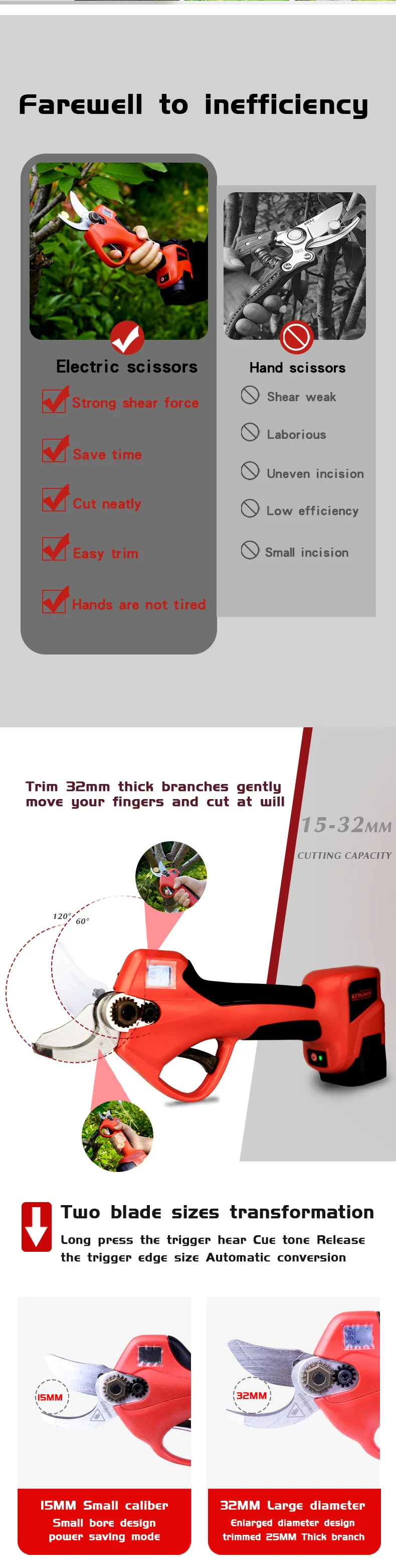 High Branch Scissors Safety Electric Pruner Shear And Battery Pruner Multi Purpose Garden Pruning Tools