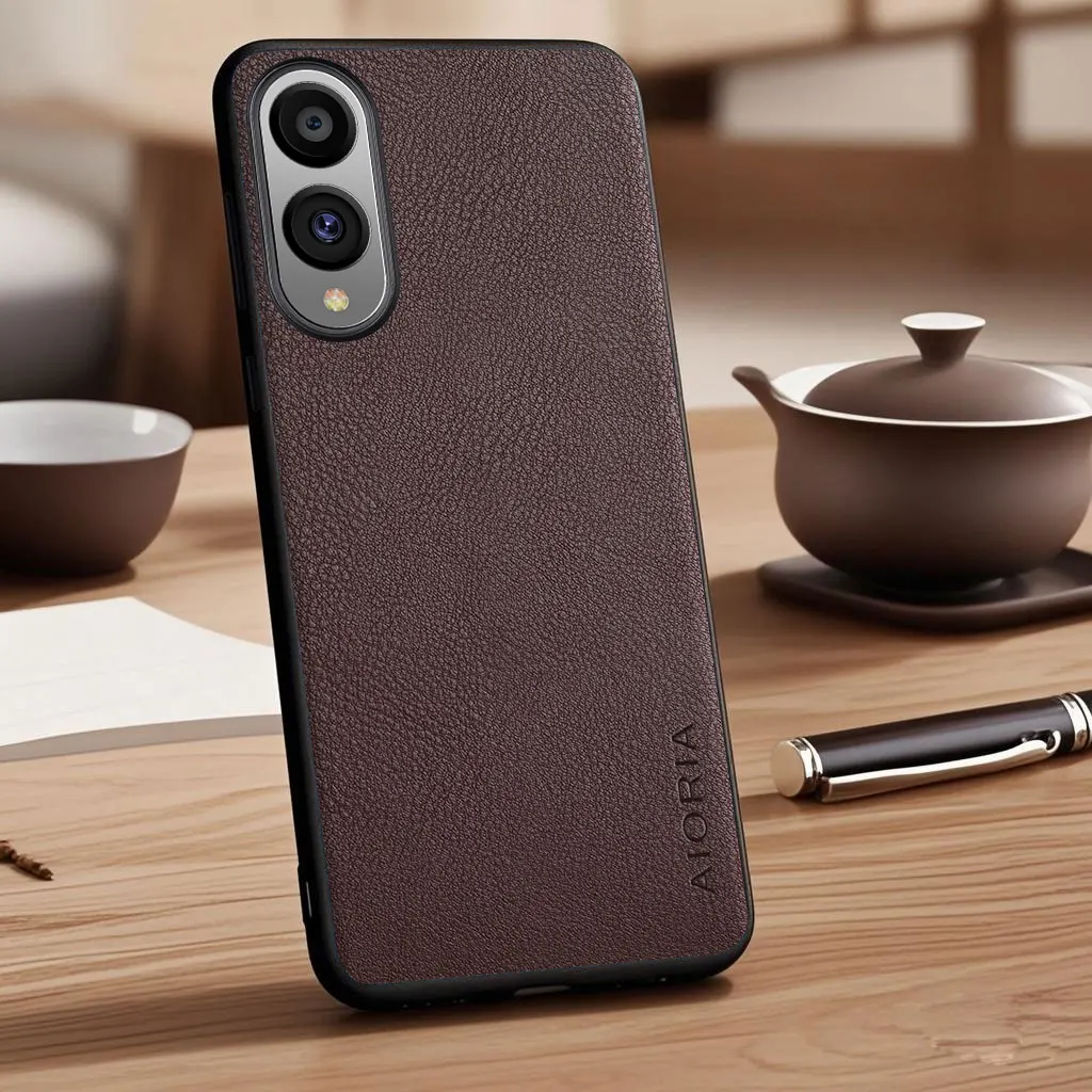 Elegant Vegan Lychee Pebbled Leather Phone Case - Premium Protective Cover