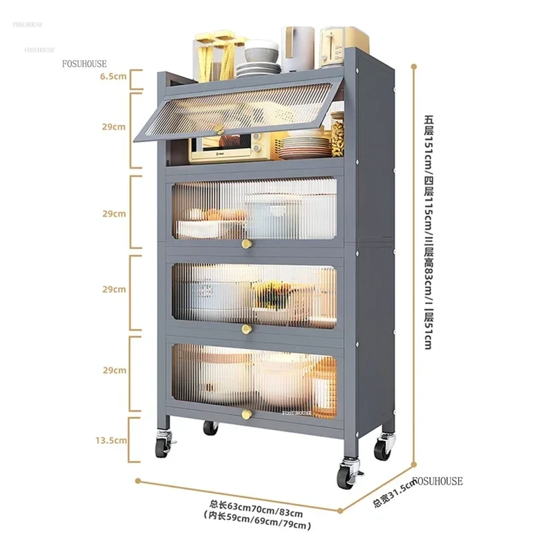 Luxury Metal Sideboards Kitchen Cabinets With Door Multi-functional Rice Cooker Locker Against The Wall Sideboard StorageN