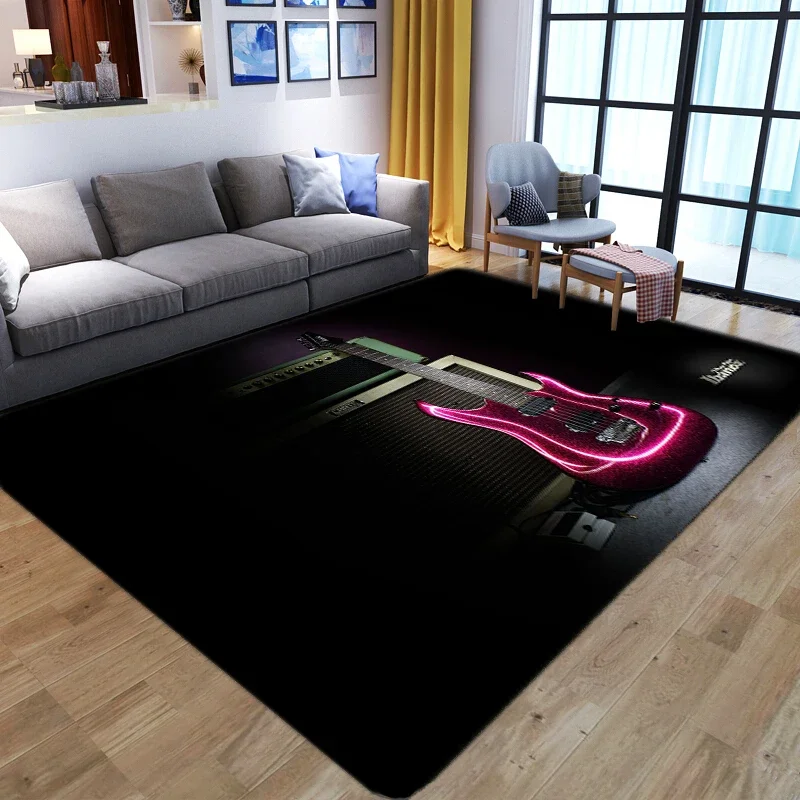 Colorful Guitar Carpets For Living Room Non-Slip Area Rugs Bedroom bedside Home Decoration Washable Floor Mats Kids Play Rug