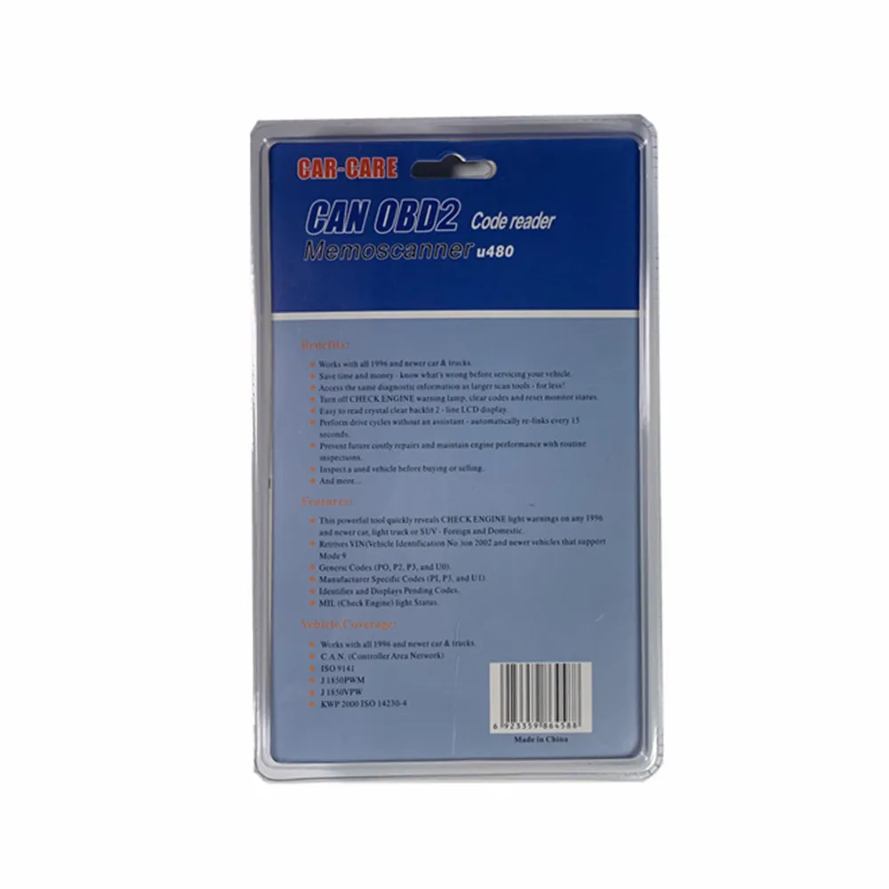 OBD2 Scanner U480 Fault Diagnostic-Scanner U-480 OBD 2 II CAN BUS Engine Diagnostic Tool for All 1998 And Newer Cars&Trucks