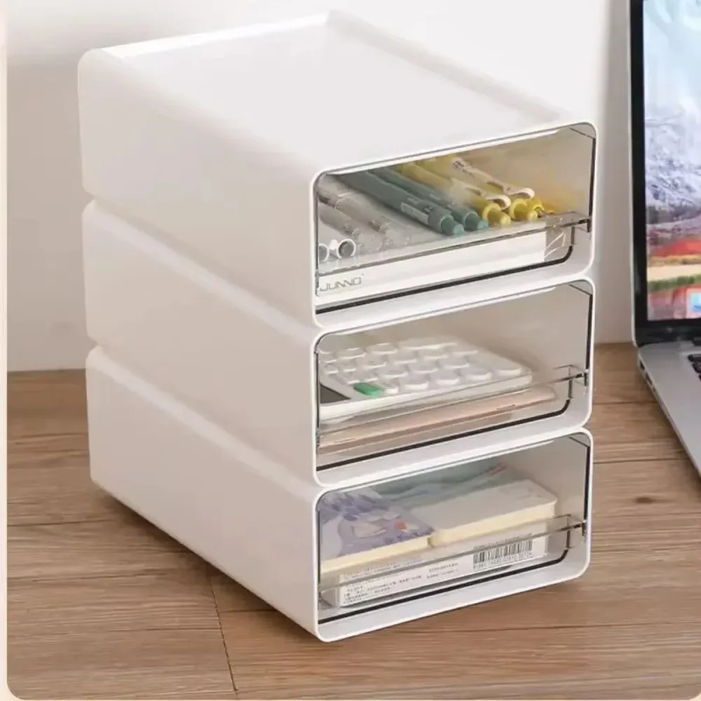 Stationery Storage Box Drawers Desk Storage Box Stackable Office Cabinet Home Organizer Desktop Bathroom Cosmetic Desk Organizer