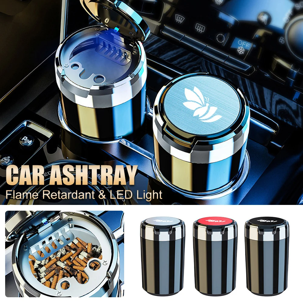 

Universal Car Ashtray With LED Lights Auto Cigarette Smokeless Portable Ash Tray With Cover Creative Multi-function Car Supplie