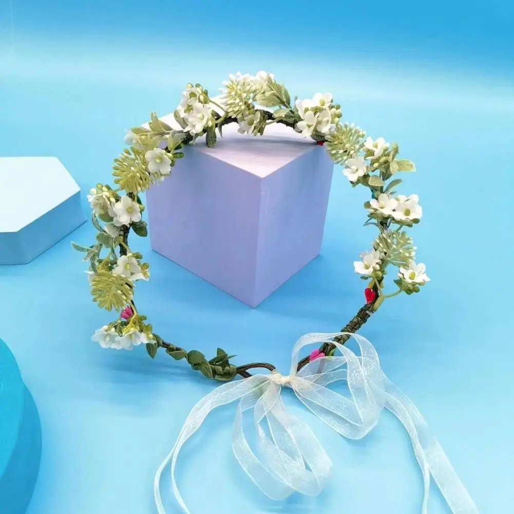 Artificial Fabric Simulation Flower Crown Headband Travel Holiday Photo Wreath Festival Performance Hair Hoop Hair Accessories