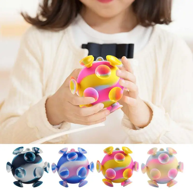 Fidget Ball Toys With Light Funny Bathing Sucker Spinner Suction Cup Cartoon Rattles Fidget Educational Toys For Children montessori baby spin top bath toys for boy children bathing sucker spinner suction cup toy for kids 2 to 4 years rattles teether