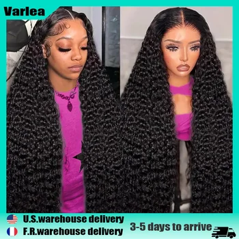 Varlea 40 Inch 13x4 Lace Front Wigs Deep Wave Wig Curly Hd Lace Wig 13x6 Human Hair Water Wave Black Wig Brazilian 220% Density 1