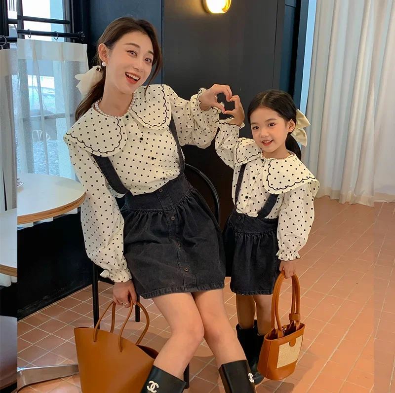 

Mother And Daughter Clothes Sets Of Matching Outfits For The Family 2022 Women's Clothing Set Baby Girl Blouse Denim Skirts Suit