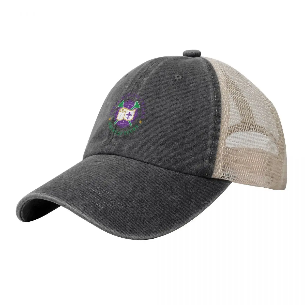 

FF Krewe of Tucks - 3 Color Logo Cowboy Mesh Baseball Cap Horse Hat Mountaineering hard hat derby hat Men Caps Women's