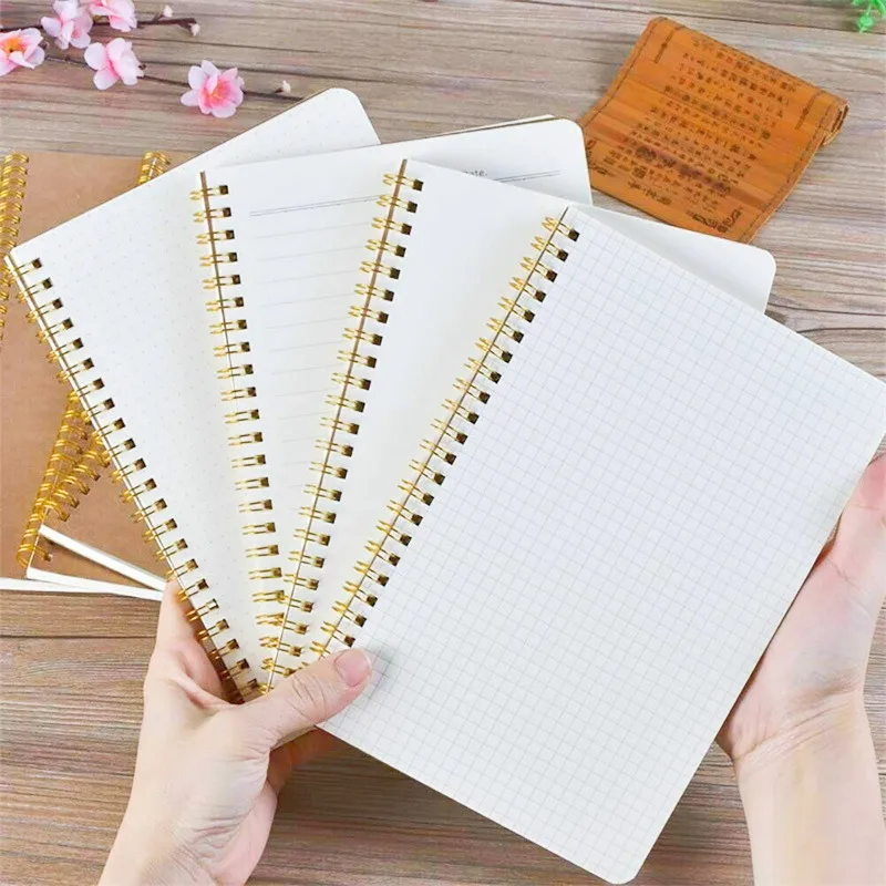 

1Pc Kraft Paper Coil Book Journal Notebook Hardcover Cardboard Grid Dot Diary Note Student Stationery Supplies