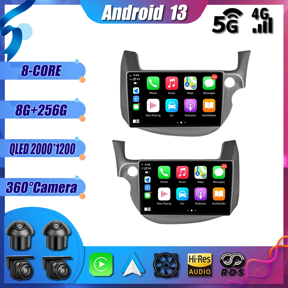 

10.1 Inch Android 13 Car Radio Multimedia Player Navigation GPS Carplay Auto DSP Stereo AHD for Honda Fit Jazz 2007 - 2013