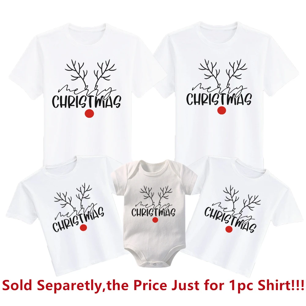 thumbnail image 1 of Camisas navideñas familiares 2022, trajes familiares a juego de algodón, camisetas para papá, mamá, niños, mamelucos para bebés, blusas a juego, ropa de Navidad, regalo, 1 of 5