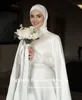 Eightale Muslim Wedding Dress High Neck Satin Customized Beaded Sashes Arabic Bridal Gown Long Sleeves Vestido De Noiva 6