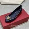 Top quality soft suede round head chain bow women's flat 3cm chunky heels elegant women's office work shoes 6