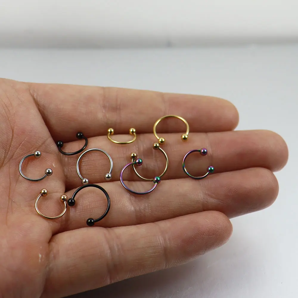 2pcs 0.8mm 1.2mm 20G 16G Ball Circulars Horseshoes Ear Ball Horseshoe Nose Ring Piercing hoop earrings piercing jewelry nose rings body piercing jewelry body jewelry metal jewelry