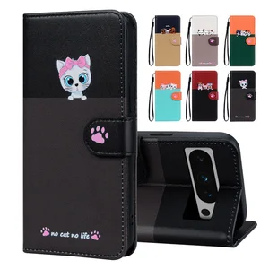 New Style Cute Cartoon Animal Flip Leather Case For Google Pixel 6 6A 7 7A 8 Pro Wallet Card Slot Book Cover