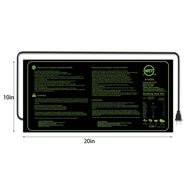 Tartós Vízálló Palánták Hőszőnyeg 20 "X 10" Meleg Hidroponikus Fűtőpad - Image 6