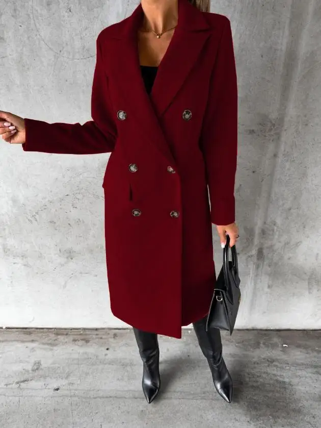 2025 NEUE Herbst Winter Frauen Lose Tren Jacke Top Ele Mode Lange Sve Revers Kragen Tasche Zweireiher Langen Mantel O – Detail 17