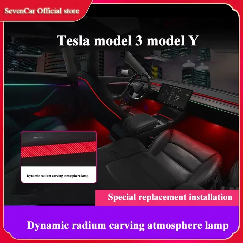 

For Tesla model3/Y Ambient Lamp Dynamic Laser Carving Atmosphere Lights Magic Interior Diamond Horn Tweeter Treble Modification