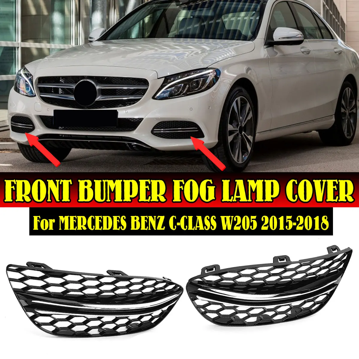 1 Pair Front Bumper Grille Fog Lamp Frame Fog Light Cover Trim For