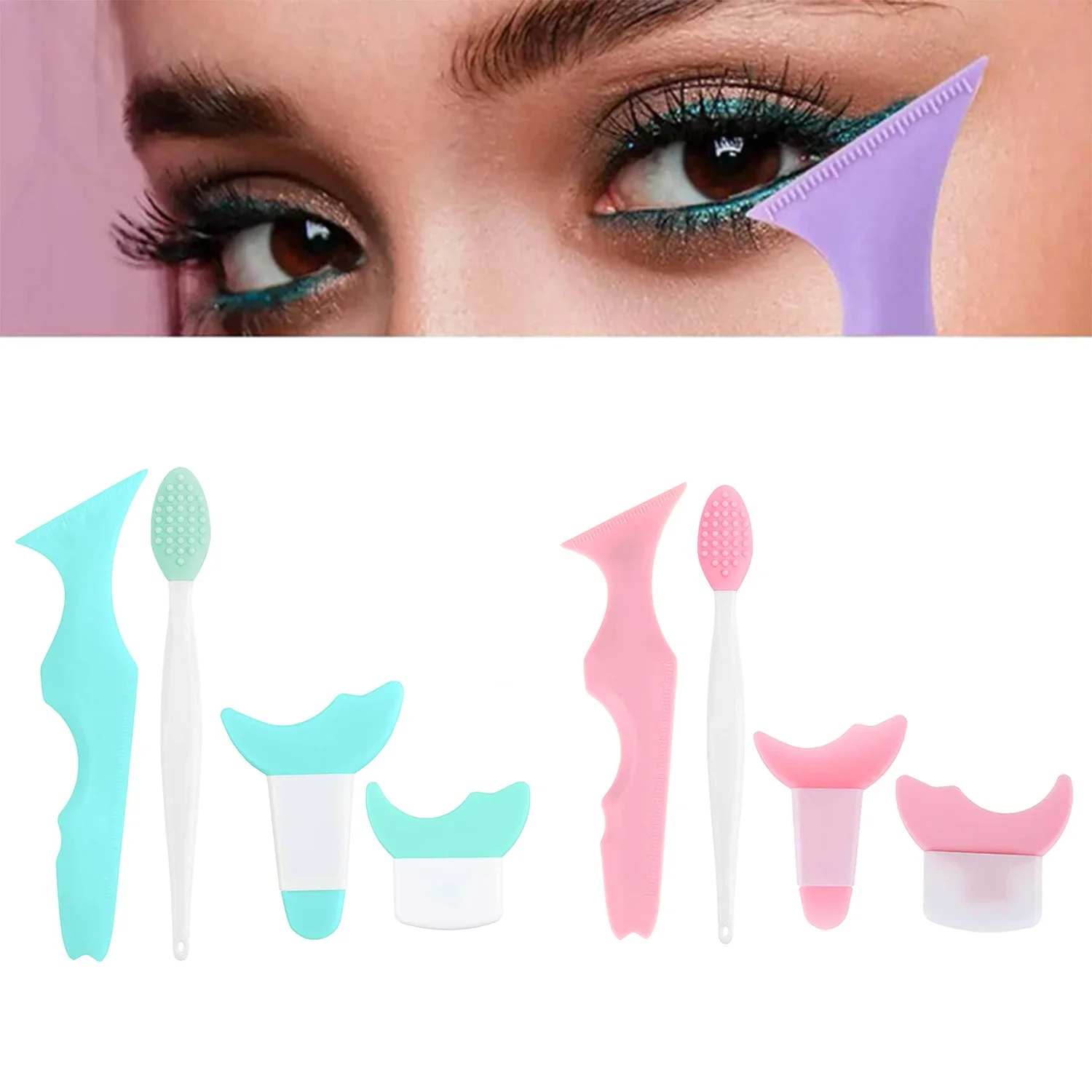 4Pcs Set Eye Makeup Assistance Tool Set Nose Brush Silica Gel Multifunctional Makeup Tools Women eye brow shaper makeup tools