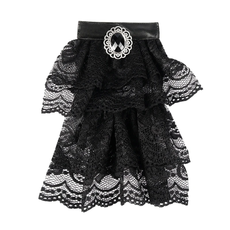 

Adjustable Lace Ruffled Collar Victorian Jabot Collar Girls Detachable Corsage