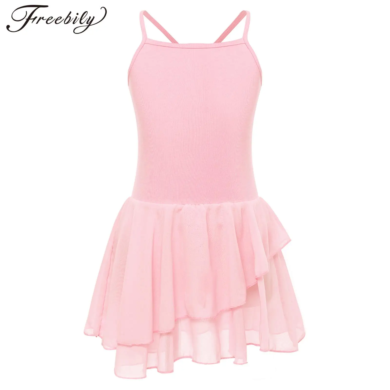 

Kids Girls Ballet Dance Dress Camisole Leotard Gymnastics Costumes Dance Bodysuit Jumpsuit Mesh Tulle Skirt Dancewear