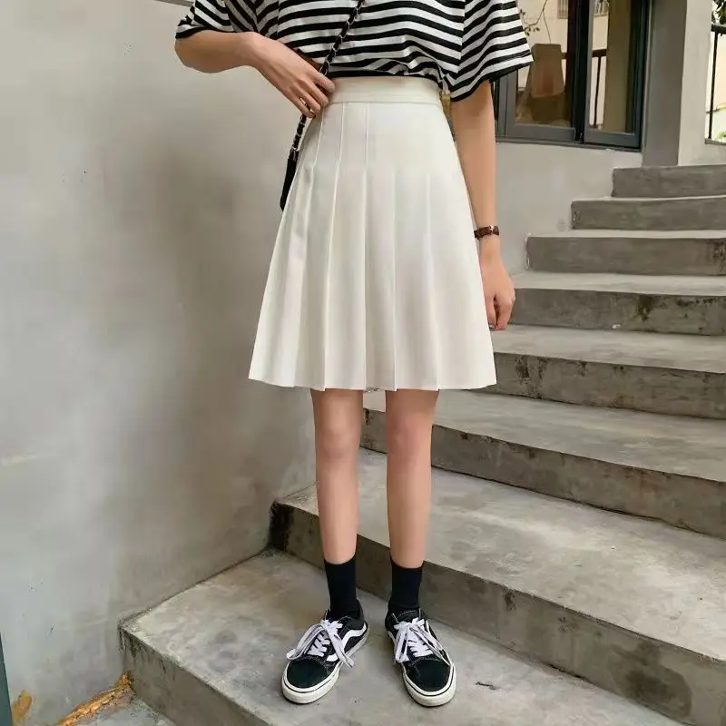 white skirt Skirts Pleated Women High Waist Summer Knee-length Preppy Style Harajuku 3XL Plus Size Chic Street School Cosplay Casual Female mini skirts for women