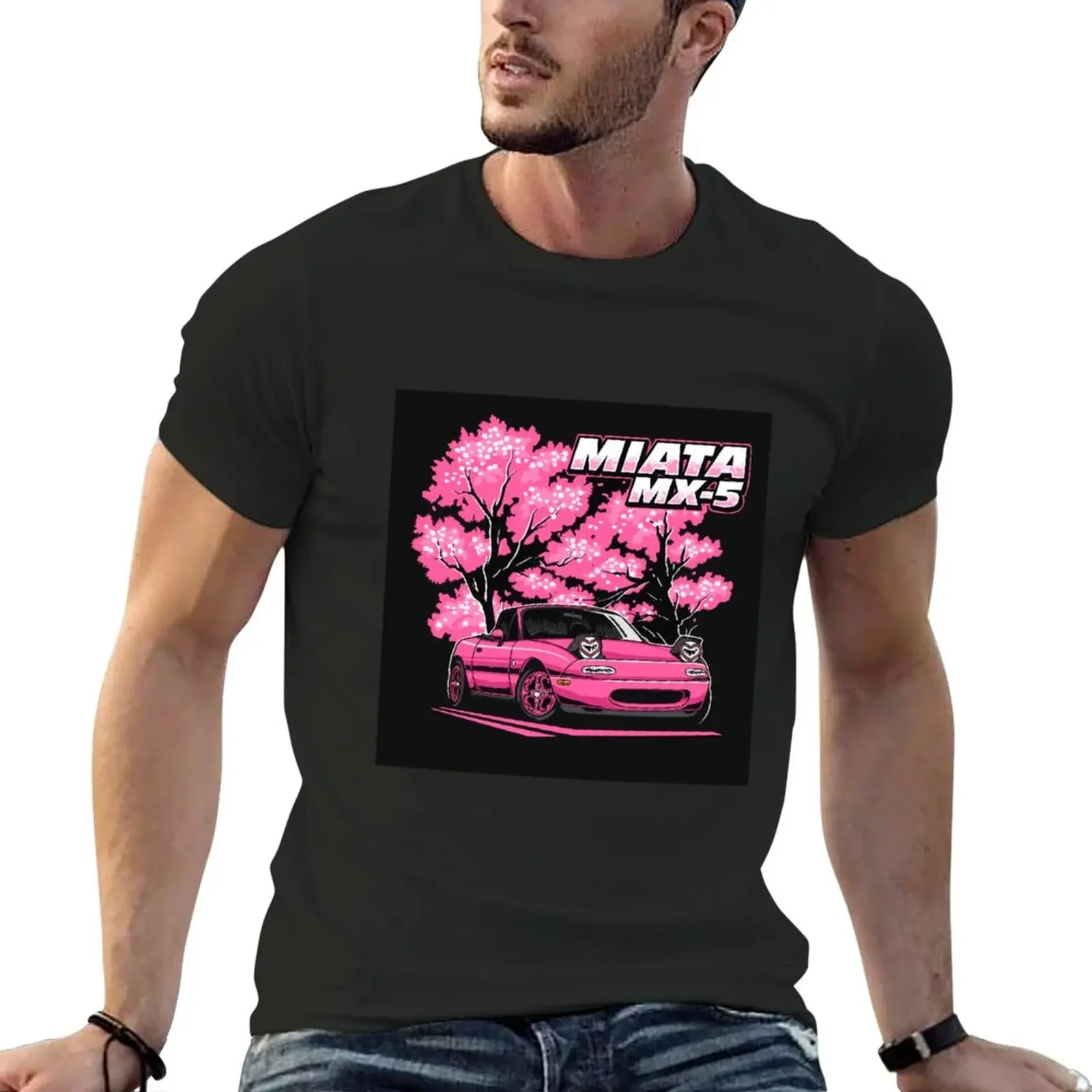 

Miata smile T-Shirt summer tops customizeds plain white t shirts men