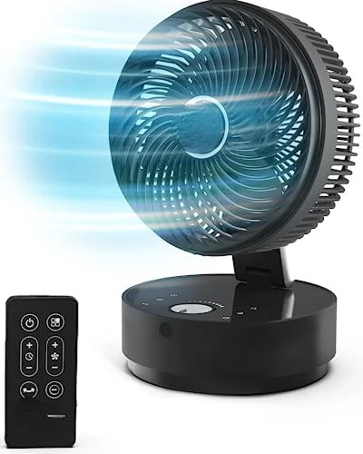 

Breeze Personal Table Fan with Remote Control, Fan 8\u201D Desk Fan Powerful Turbo Fan, Whisper Quiet Fan Motor, 24 Speeds, 4 Mo