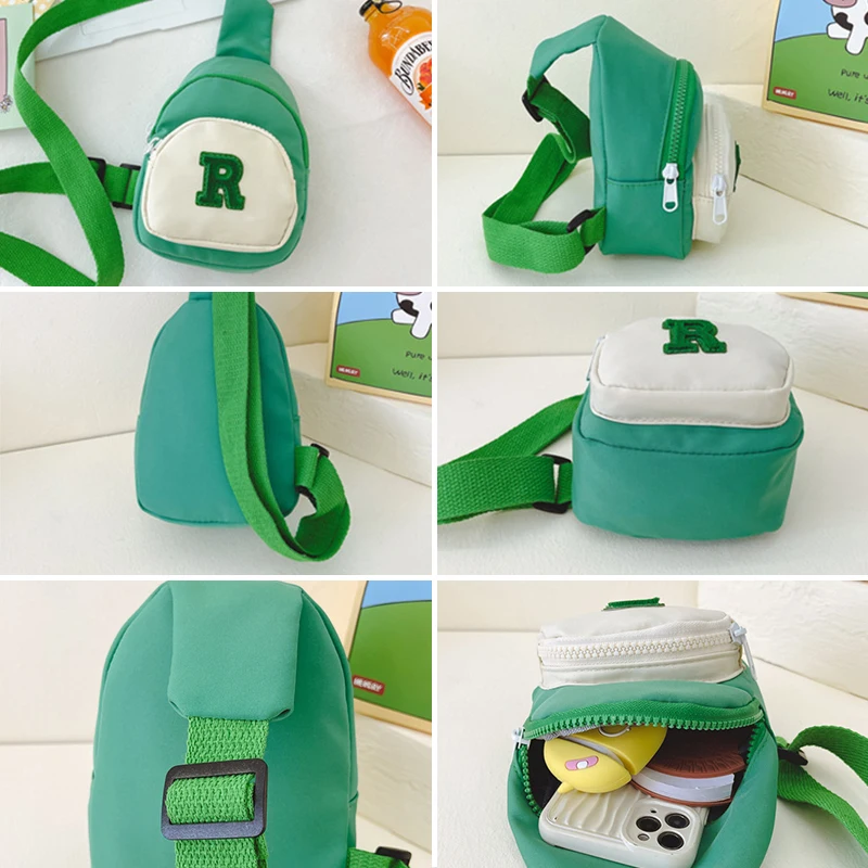 Children's Embroidered Letter Shoulder Bags Casual Girls Boys Kids Chest Bag Coin Purse Nylon Zipper Crossbody Bags 5