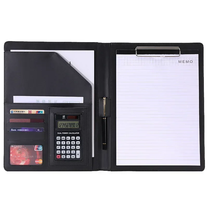가죽 문서 정리함 파일 Padfolio PU 케이스 바인더, 사무실 비즈니스 관리자 폴더 패드