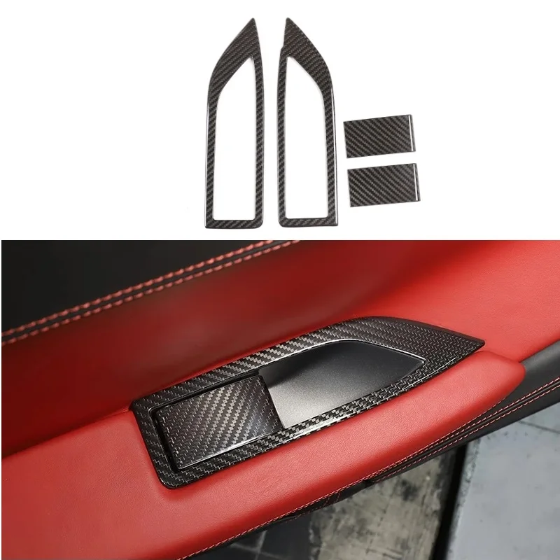 

Real Carbon Fiber Door Interior Window Lift Switch Decorative Frame Sticker Car Accessories Fit For Ferrari 458 2011-2016