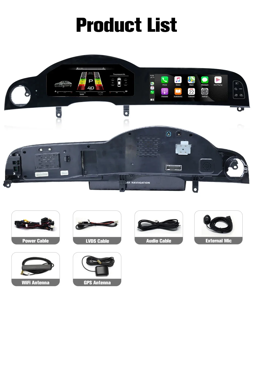 Digital Instrument Cluster For Audi A6 A6L C6 4F 2005-2012 Android,CarPlay,Speed