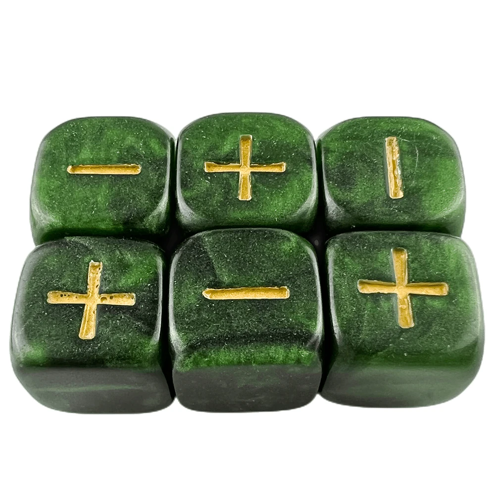 4PCS 16mm Fate Dice for Board Game +,- Mable Effect with Gold Ink Tabletop Game Desk Game Role Playing game dice,dice set