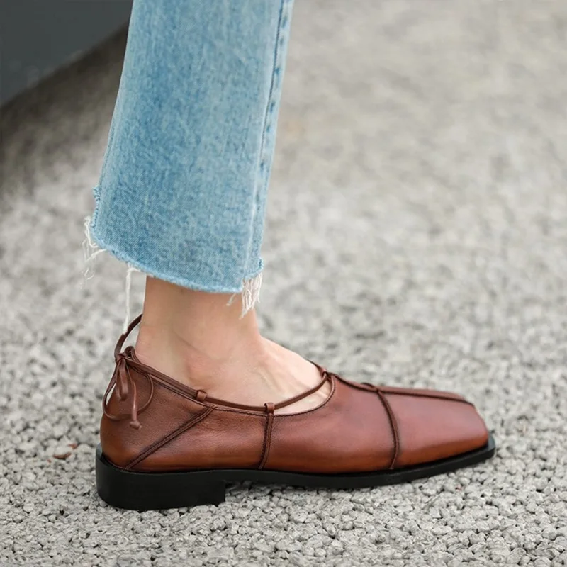 

Women Flat Shoes Genuine Leather Basic Slip-On Comfort Loafers Women Casual Walk Shoes Vintage Flats Spring Retro Loafers