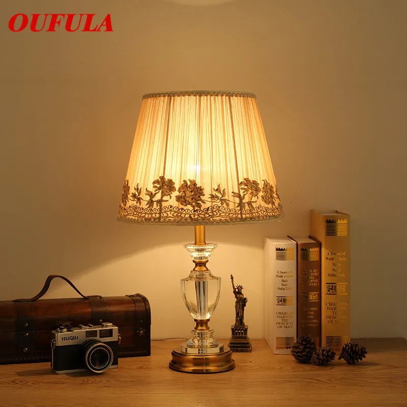 

TEMOU Crystal Table Lamps Desk Lights Luxury Modern Contemporary Fabric for Foyer Living Room Office Creative Bed Room Hotel