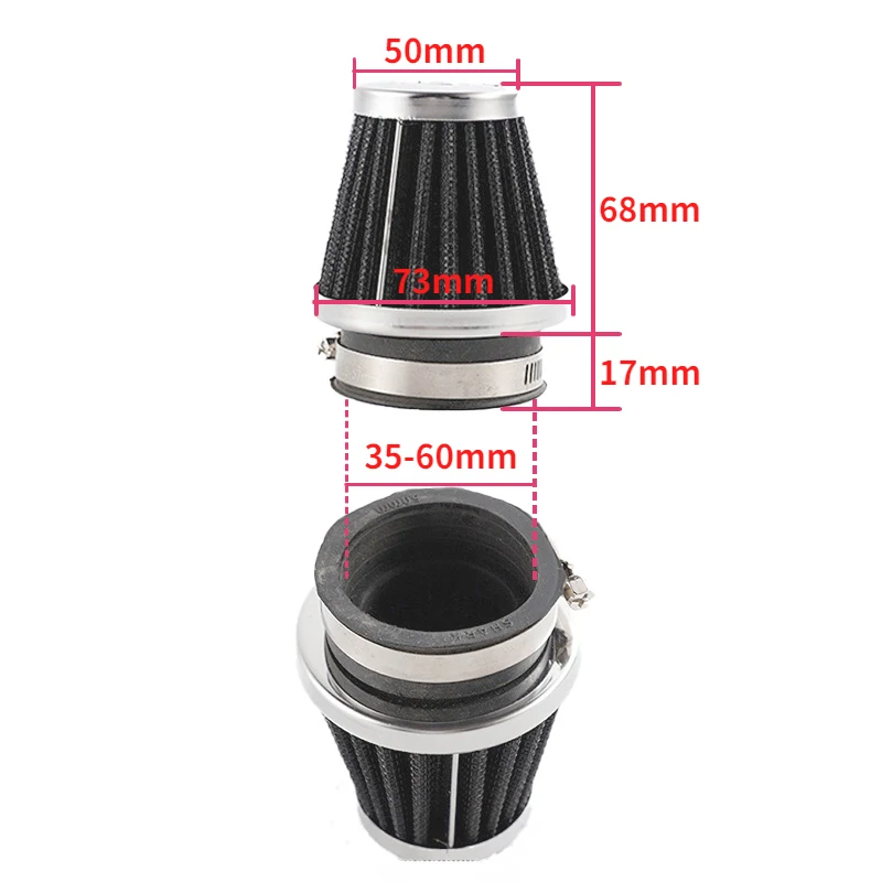 Air Filter 28-60mm Motorcycle Mushroom Head Filters High Flow Air Intake for ATV Pit Dirt Bike Suzuki Honda Kawasaki Yamaha Moto