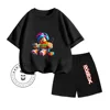 Kids 3-13 Years Old Summer Cute Roblox Games Cartoon Print Design O-neck American Short Sleeve +Fashion Letter Shorts Set 1