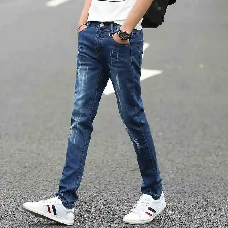 Pantalones vaqueros para hombre, pantalones de invierno, ajustados, rectos, elásticos, ajustados, de algodón, originales, de alta calidad, tallas XS