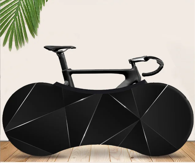 

Black Polygon Print Bike Cover Indoor Bicycle Wheel Cover 26"-28" Dust-proof Storage Bag High Elastic Fabric Bike Protector