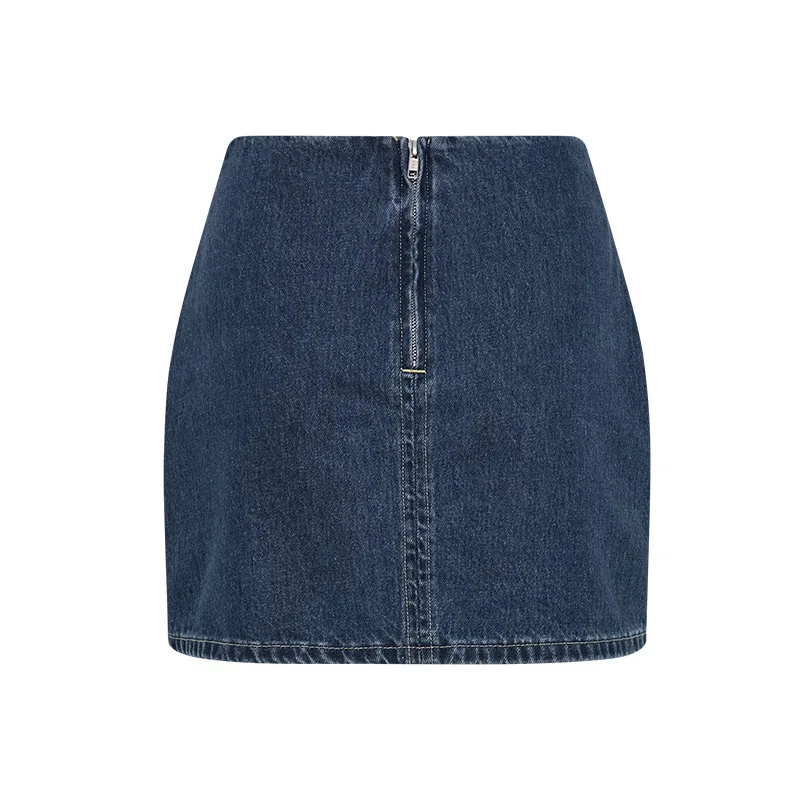 Elegant Two Pieces Skirt Set Women Denim Blue Short Sleeve Top Wrap Hip Mini Skirts Suits 2025 Spring New in Matching Outfits