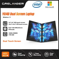 CRELANDER Mini Laptops 14 Inch 2240*1440 Double Touch Screen Intel Processor Foldable Tablet PC Windows11 Dual Screen Laptop 1