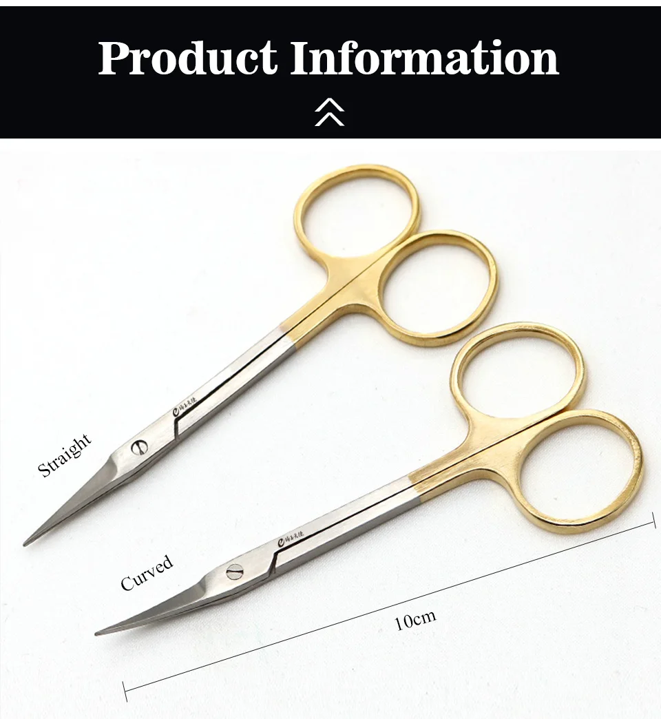 Description Picture 3 of itemMedical Stainless Steel Scissors For Cosmetic Double Eyelid Buried Suture Straight Pointed Curved Tip Suture Removal Scissors