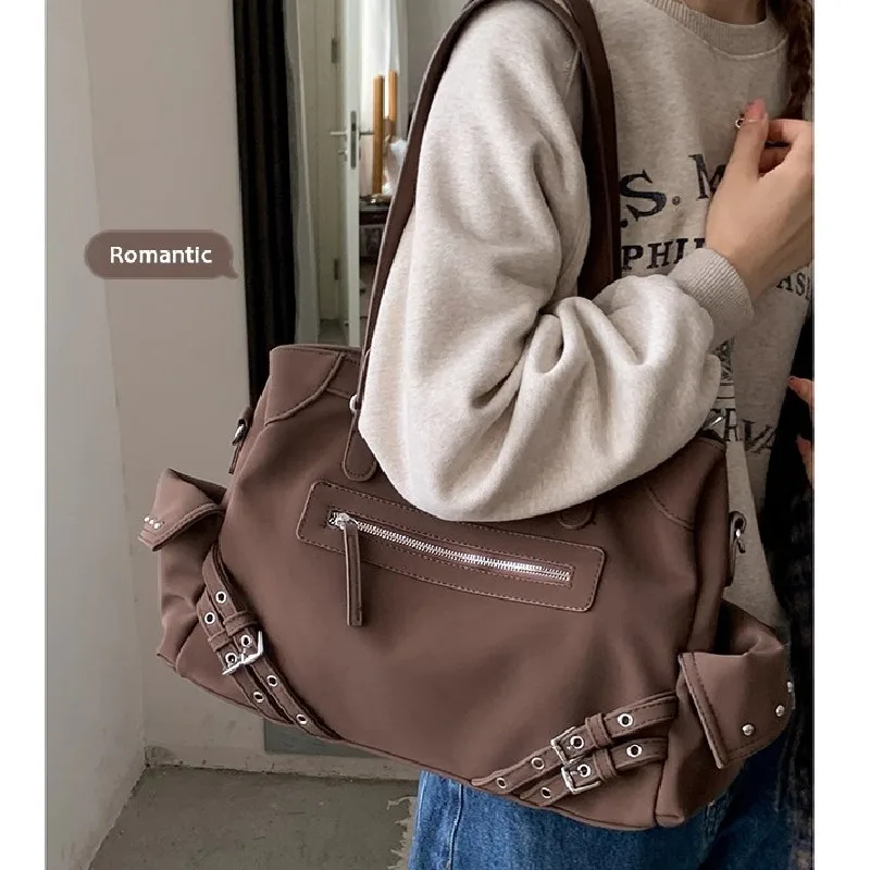 Vintage Y2k Shoulder Bags Large Capacity Casual Tote Bags For Women Luxury Leather Shoulder Crossbody Bags Versatile Handbags