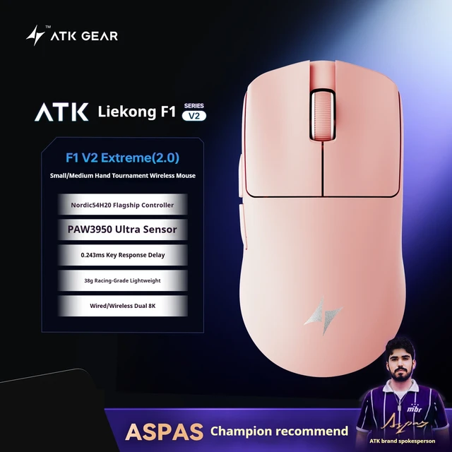 New Atk Blazing Sky F1 V2 Ultimate Mouse Wireless Paw3950utrla