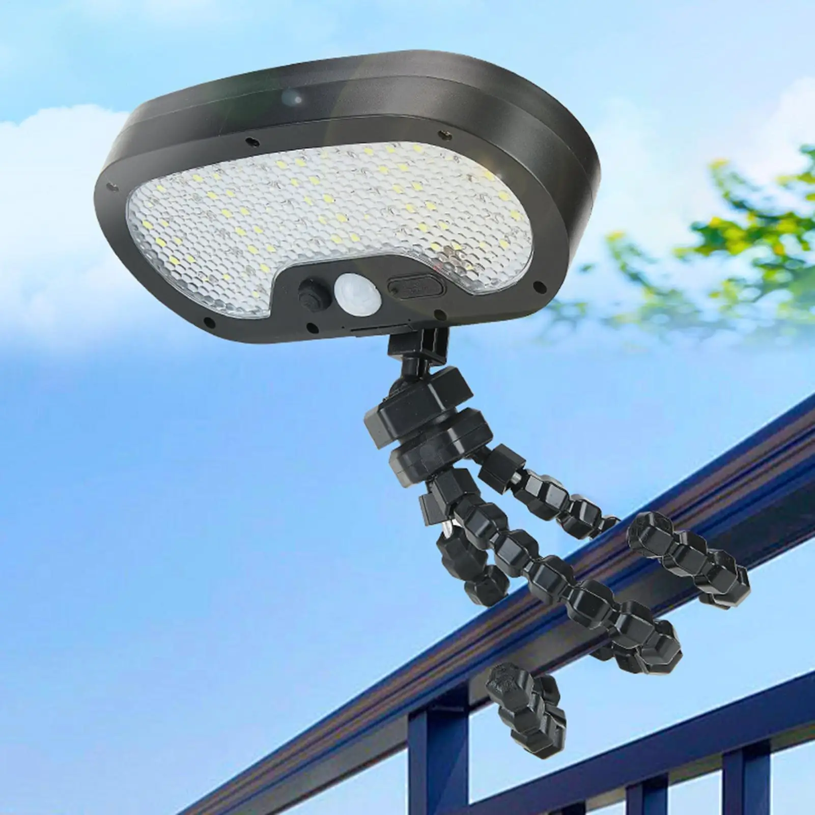 모션 센서 태양광 조명 방수 울타리 램프 야외 보안등, 파티오 정원 데크 마당용 플렉시블 문어 삼각대 포함