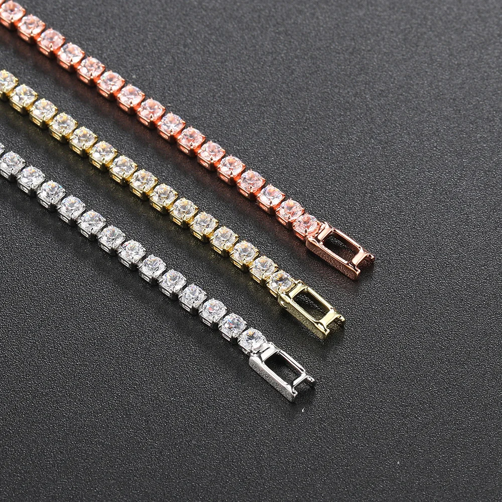 Tennis Bracelet Zircon Crystal Charm Chain Men Women Couple Jewelry 2.5/3/4/5mm