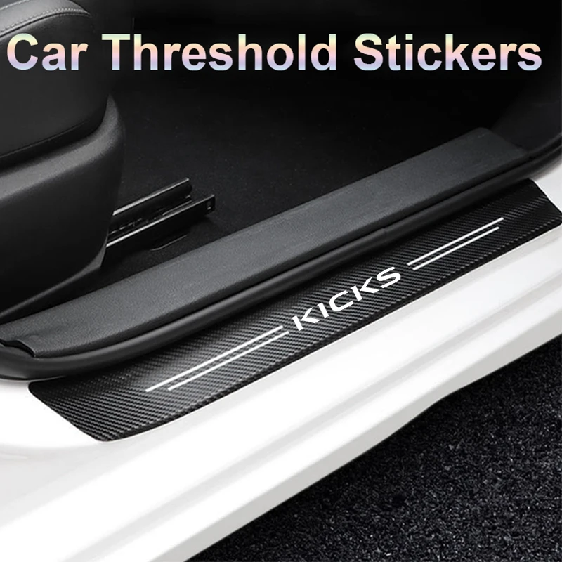 

Carbon Fiber Car Door Sill Anti Scratch Protective Film Accessories for Nissan Kicks Logo Auto Threshold Decoration Stickers