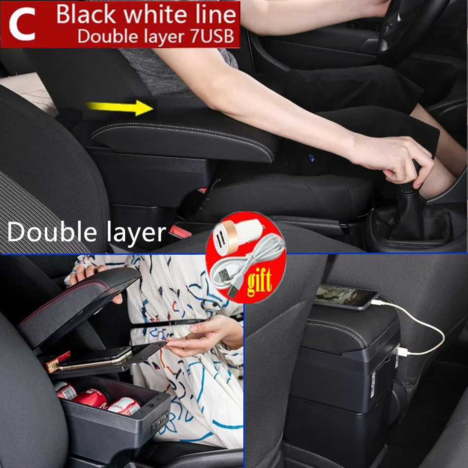 Toyota Yaris Vitz Hatchback 용 팔걸이 상자 1998 1999 2000 2001 2002 2003 2004 2005 자동차 중앙 보관 팔걸이 USB 액세서리