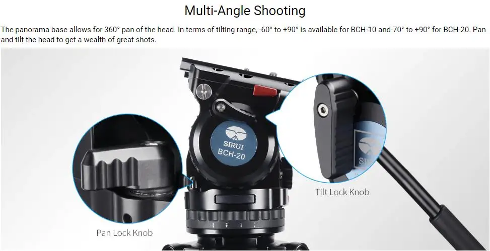 SIRUI SH15T BCH-10/SH25T BCH-20 Professional Video Tripod DSLR